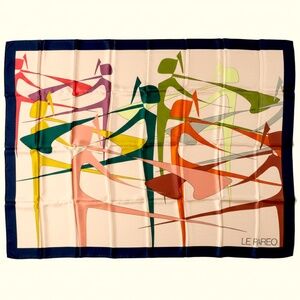 LE PAREO - 54"x72" - SILK PAREO - BALLERINAS PRINT - PEACH&BLACK - NEW NO TAG